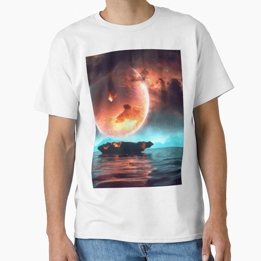 Boat Ride Through a Burning Universe - Serene Night on the Cosmic Ocean by WBP Mart