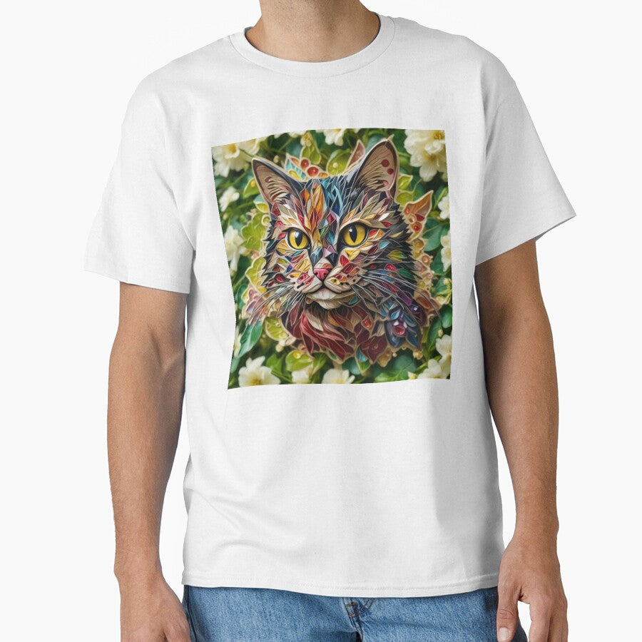 Design COLORFUL CAT IN FLOWERS by WAKYSHOP