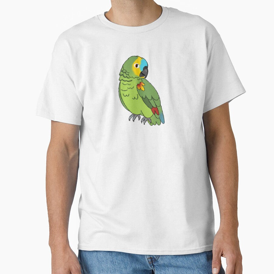 Turquoise Blue Fronted Amazon parrot kawaii illustration by casserolepets