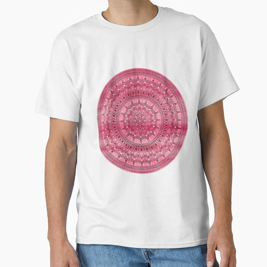 Hand Drawn Pretty Pink And Red Mandala Flower by Zedart