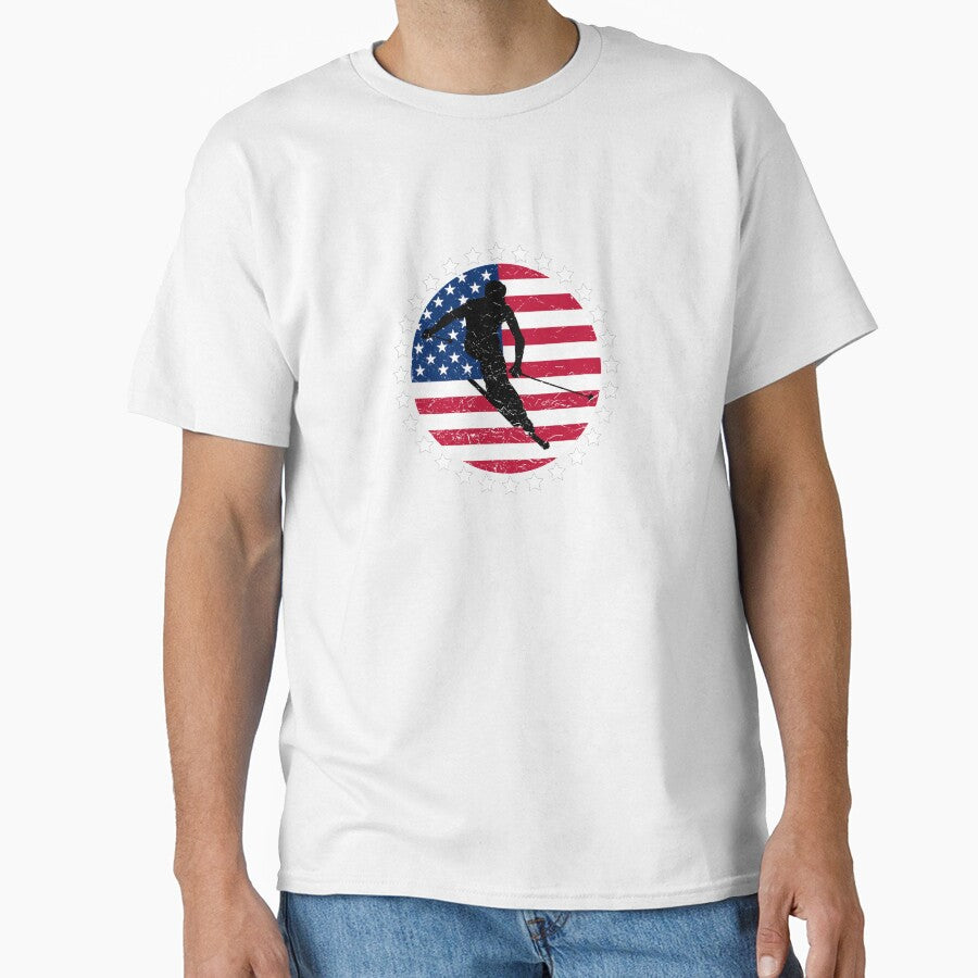 Patriotic Downhill Skiing Gifts - Snow Skiing T Shirts and Accessories by SolarFlair Designs