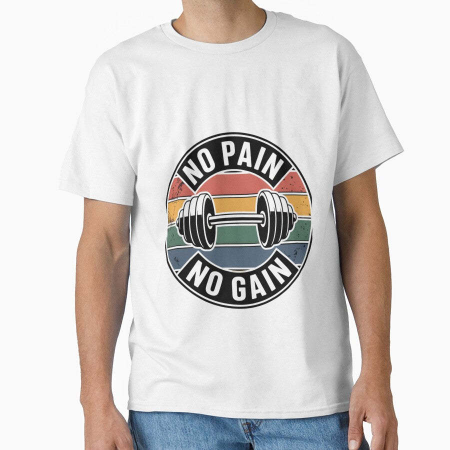 Retro Gym Badge "No Pain No Gain" Tee t-shirt by Ashley critters