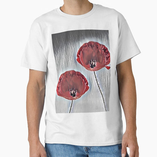 2 Red Poppies in the Rain | Moody Minimalist Flower Art by POETTICA