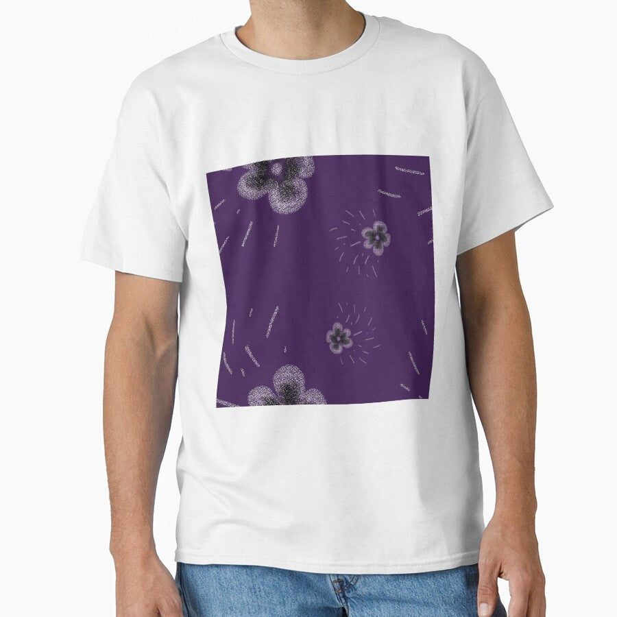 Flower flora stroke simple sketch violet pattern by Yana Mustafina | Boho Soulful Designs Unisex , , , Long Sleeve Tee