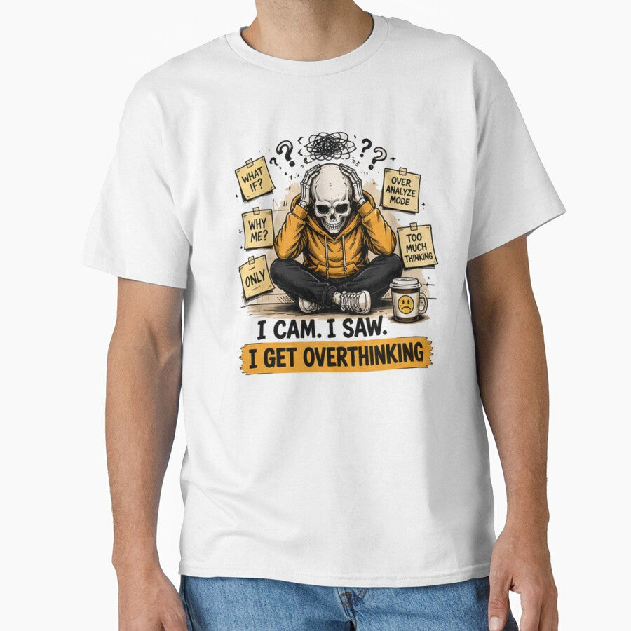 I Came I Saw I Got Overthinking Skeleton Laptop Funny Gothic Meme Design by Mystic & Celestial Art