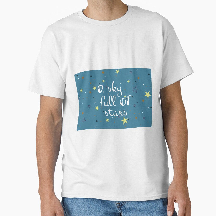 a sky full of stars, blue, white and yellow star design with lettering by SabinArt