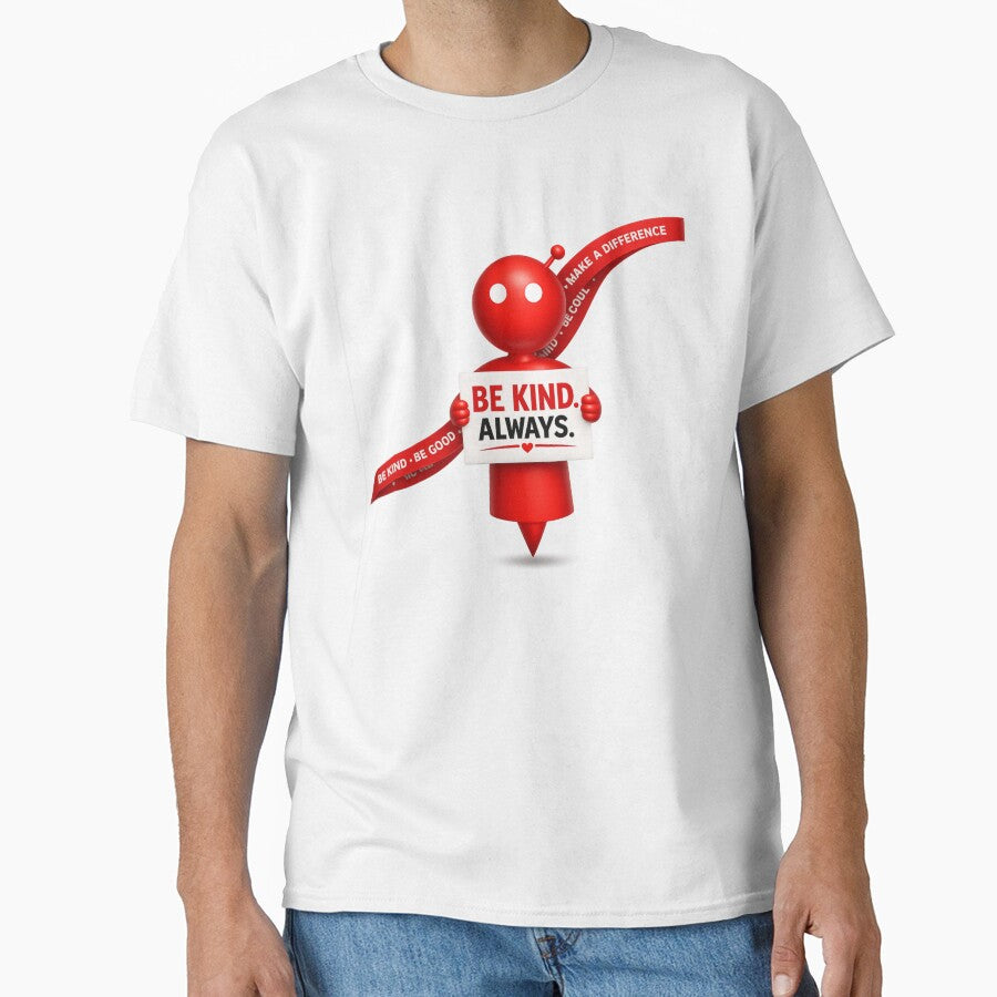 Be Kind Always Red Robot T-Shirt | Cute 3D Inspirational PNG Design by Saeed  Ahmad