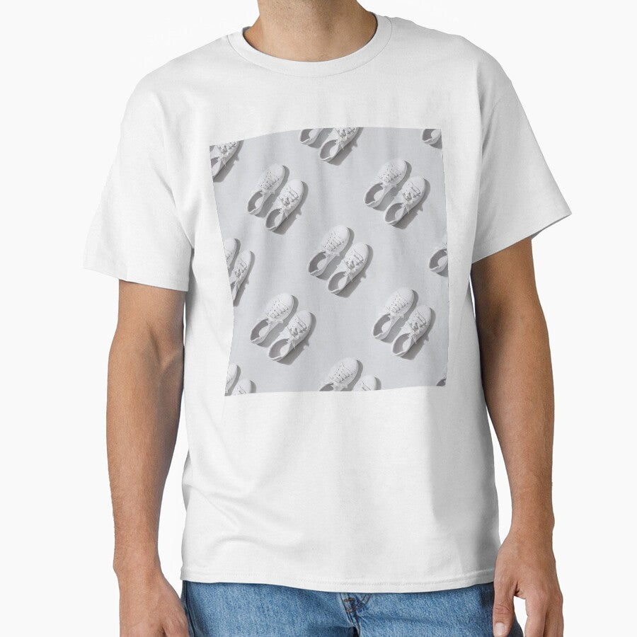 Seamless Pattern White Female New Gumshoes Grey Background Casual Outfit by Peekonet