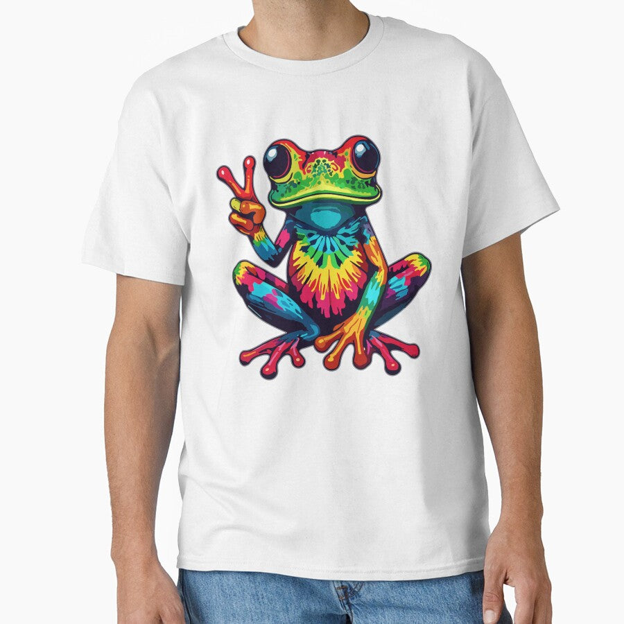 Tie-Dye Frog Peace Sign Hippie 70s by Artistoos