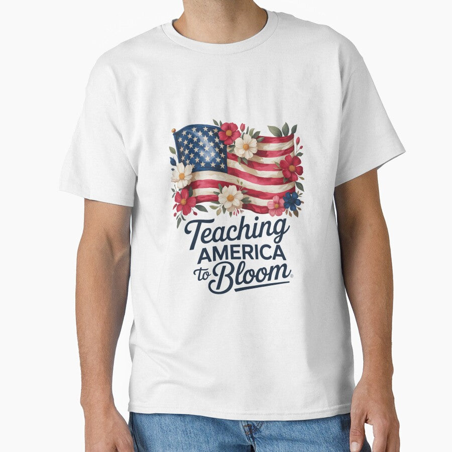 Floral American Flag Teacher 4th of July Watercolor USA by clothesy7