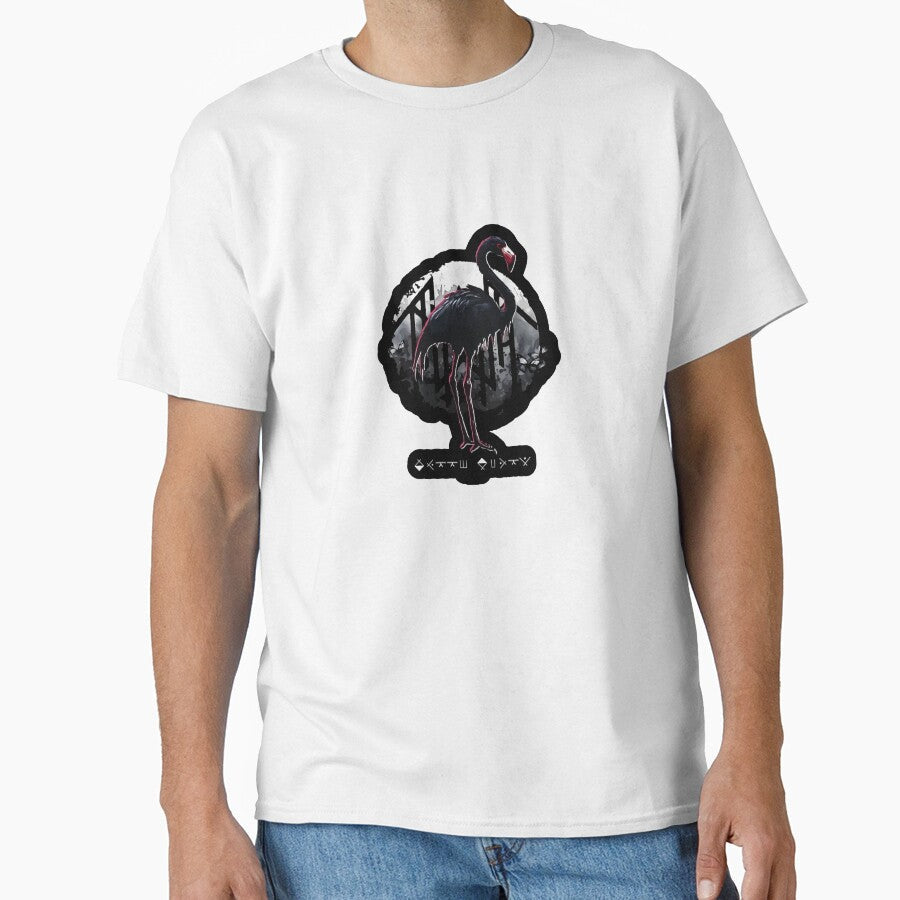 Black Flamingo Full Moon Rune Alphabet Artwork by qubikzindez Unisex , , , Long Sleeve Tee
