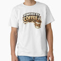 Powered by Coffee Funny Coffee Lover Quote Typography by DivineTrident Unisex , , , Long Sleeve Tee