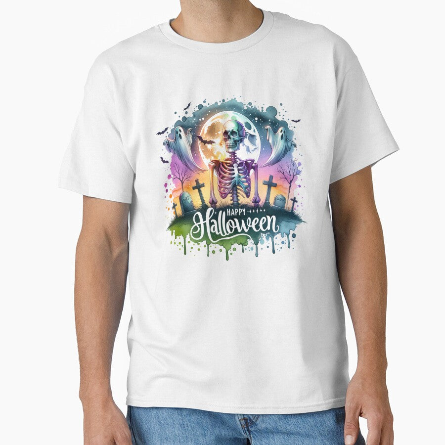 Haunted Cemetery Night – Skeletons, Ghosts & Bats Under Full Moon by artedigital99