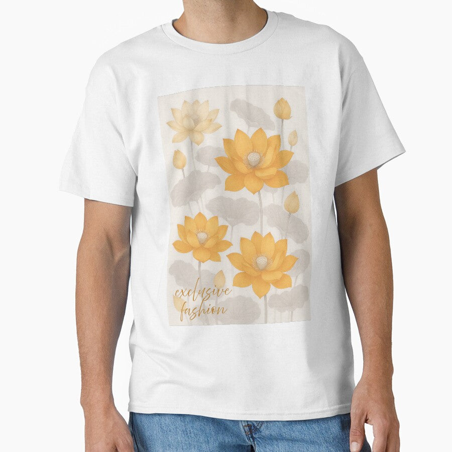 Exclusive Fashion Golden Lotus – Elegant Yellow Floral Artwork by Karszul