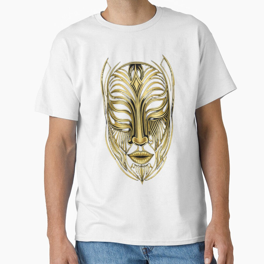 MEMORA V2 Ancient Gold Mask | Futuristic Tribal Face Design PNG by Memora405