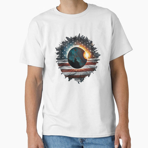 2024 Total Solar Eclipse Patriotic USA by The Junto Shop