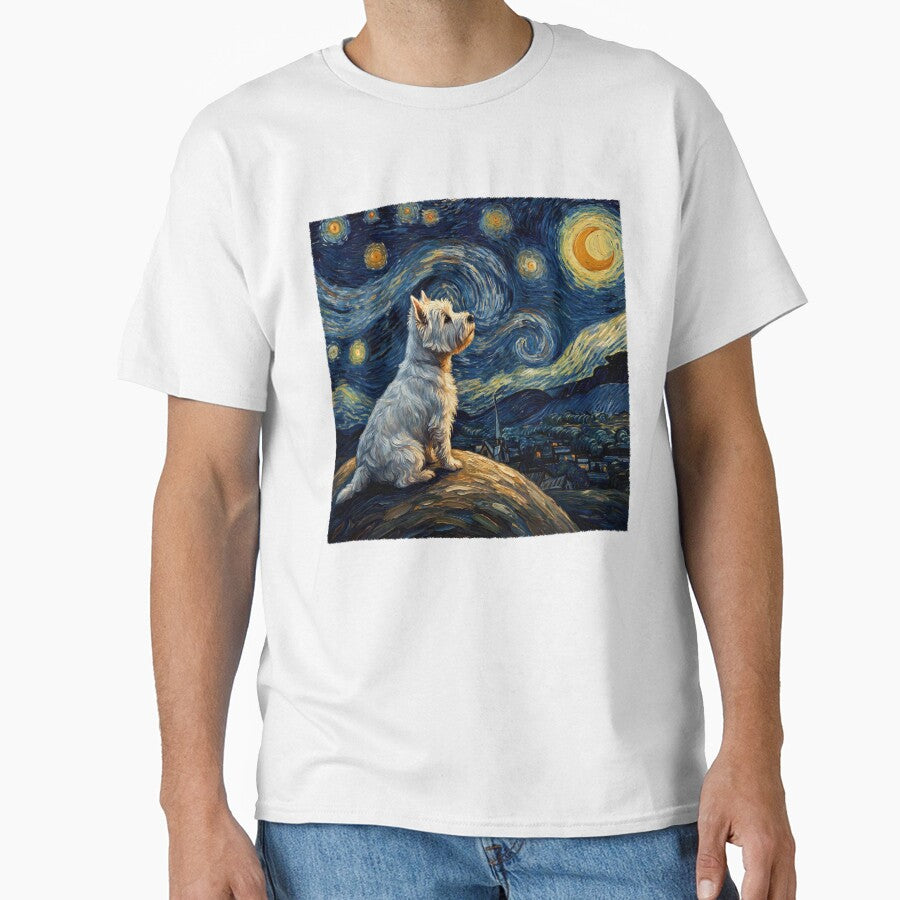 West Highland White Terrier Starry Night Van Gogh Art Dog Lover by TerryConnells