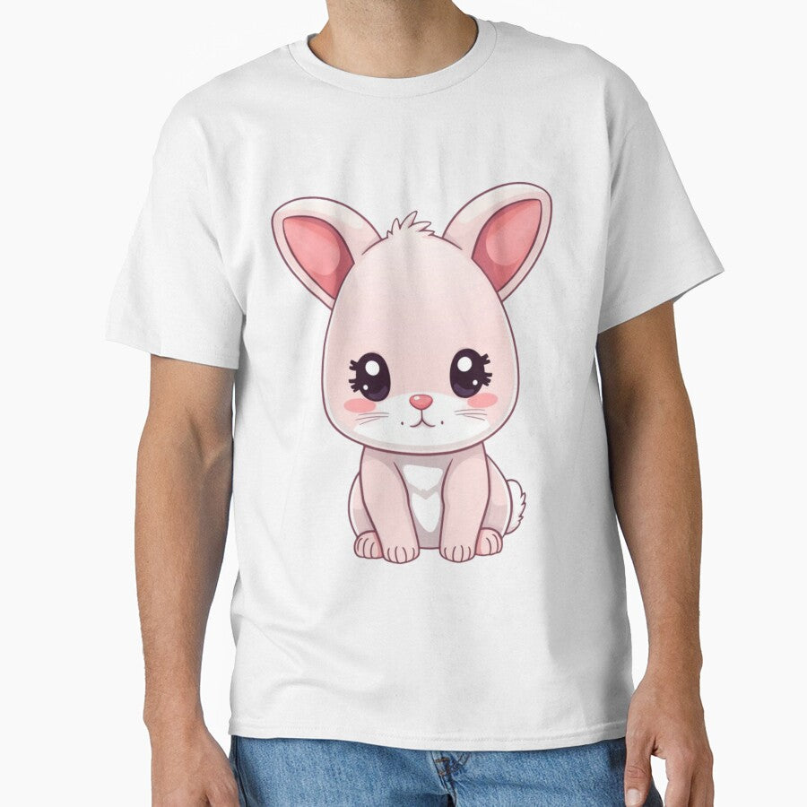 Cute Pink Baby Bunny Kawaii Illustration ? | Chibi Rabbit PNG for Stickers, T-Shirts & Gifts by CozyPops