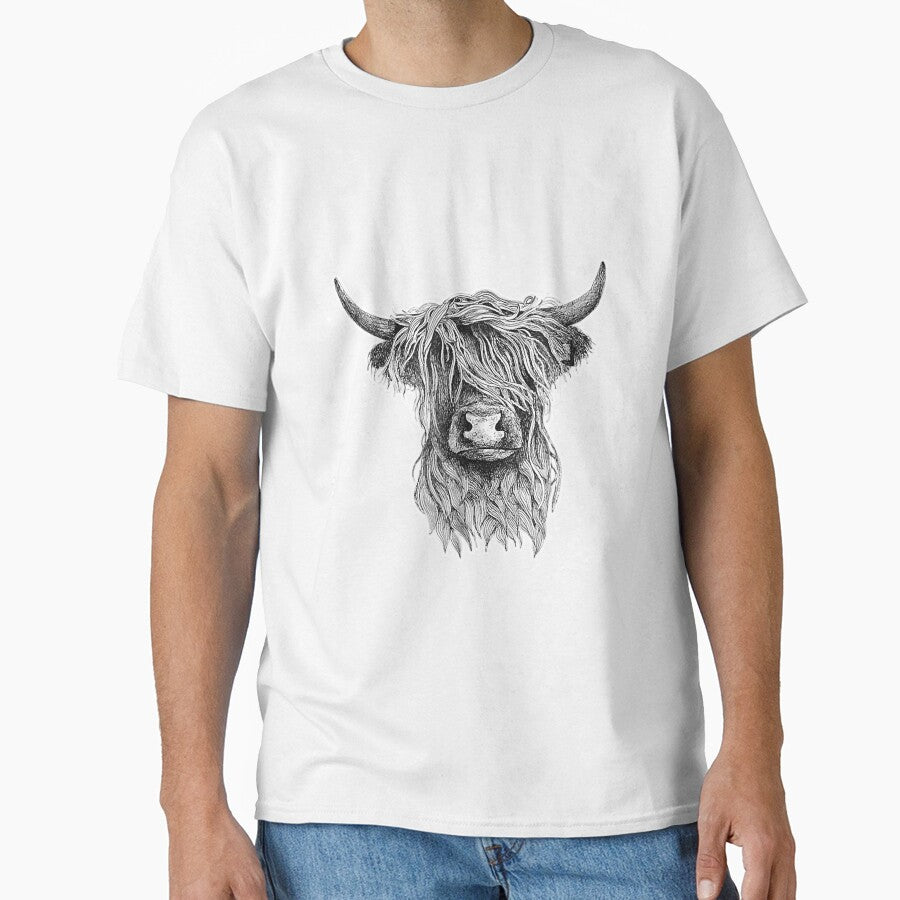 Highland Cow Hand Drawn Illustration by SkyCloudBlue