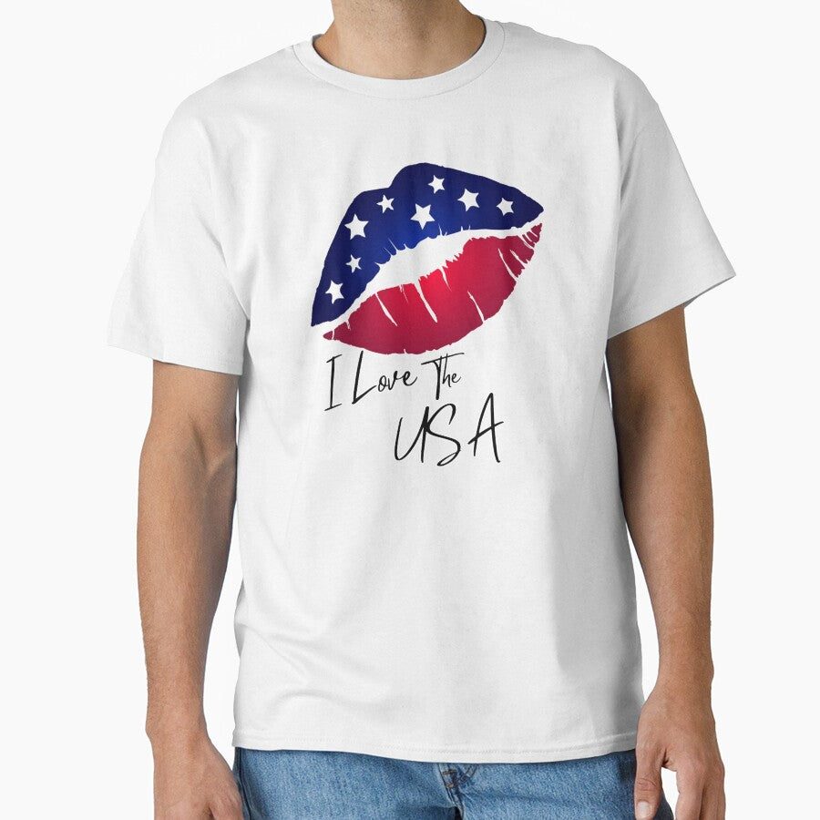 Patriotic Lips colored in Stars and Stripes I Love the USA by AmericaFreedom