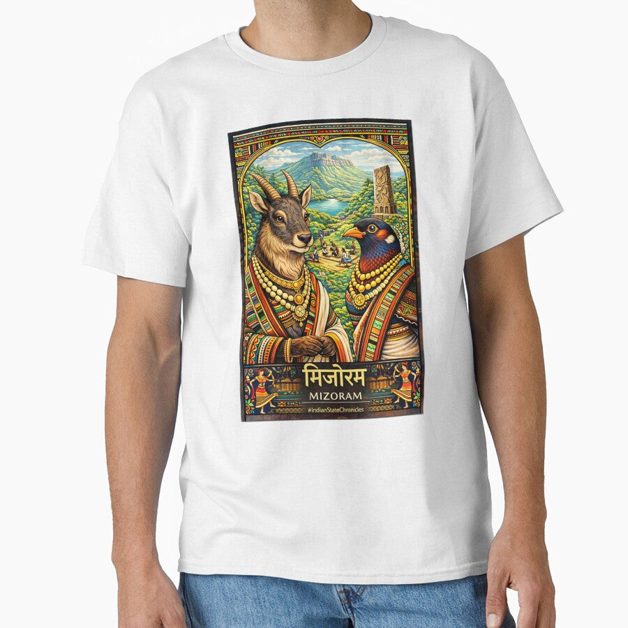 Mizoram T-Shirt | Heritage Serow & Mrs. Hume's Pheasant Art | IndianStateChronicles by freezed-frames