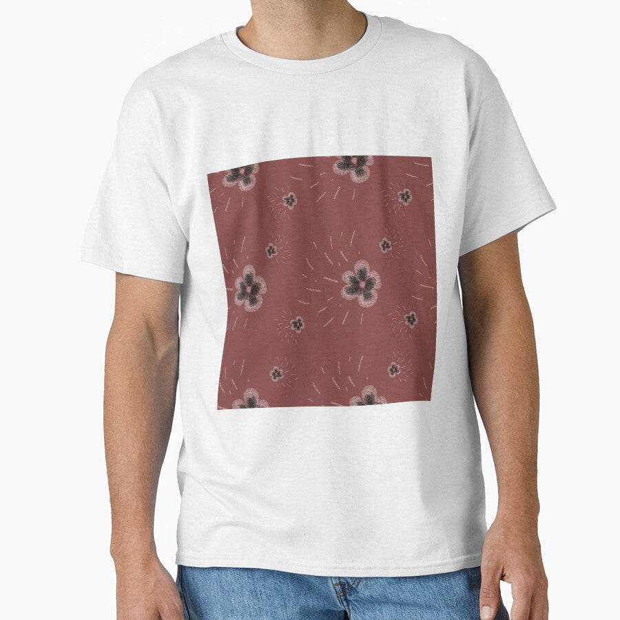 Flower flora stroke sketch pastel red pattern by Yana Mustafina | Boho Soulful Designs Unisex , , , Long Sleeve Tee