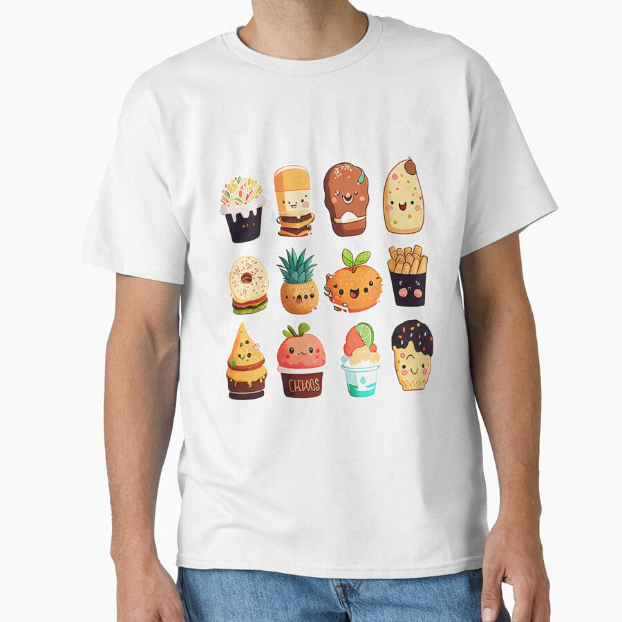 #5 Cute happy food dessert sticker pack by KawaiiFoodArt Unisex , , , Long Sleeve Tee
