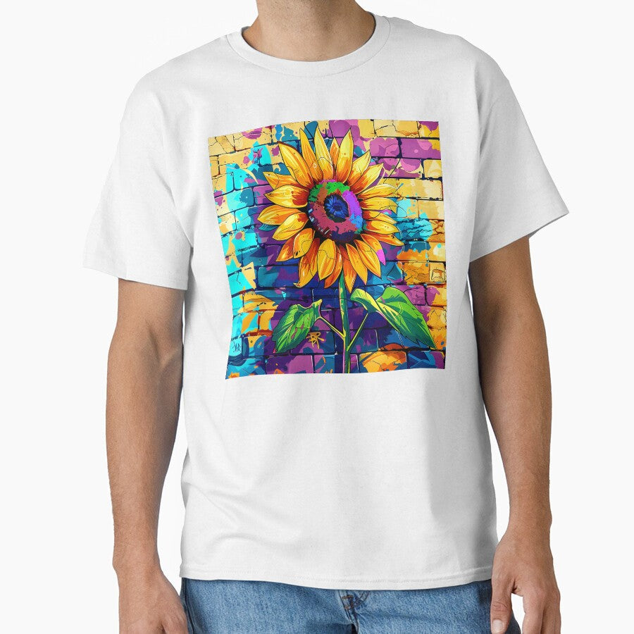 Pop Art Daisy Flower Colorful Graffiti Street Mural by DEC02 Unisex , , , Long Sleeve Tee