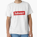 Kruger Subvert Graphic Art Slogan Text, Bold, Big Text, red and white, skatewear by MajicArts