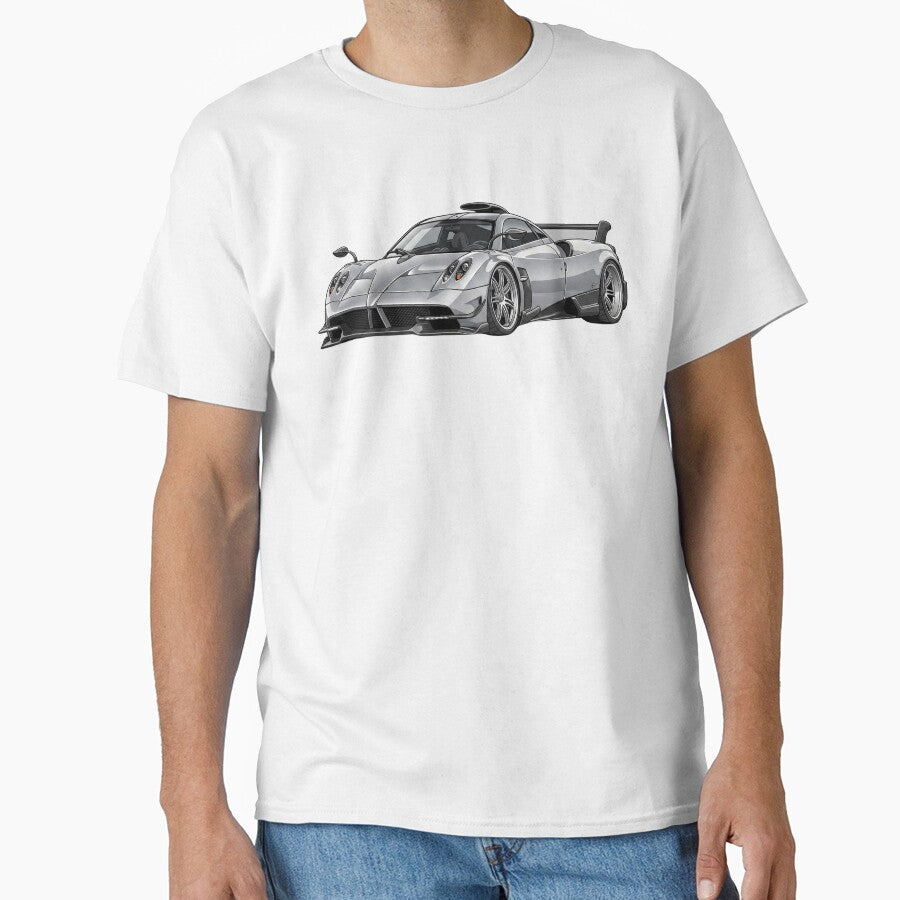 Pagani Huayra BC Silver Custom Stance Hypercar Illustration Art Sticker by Motorline44