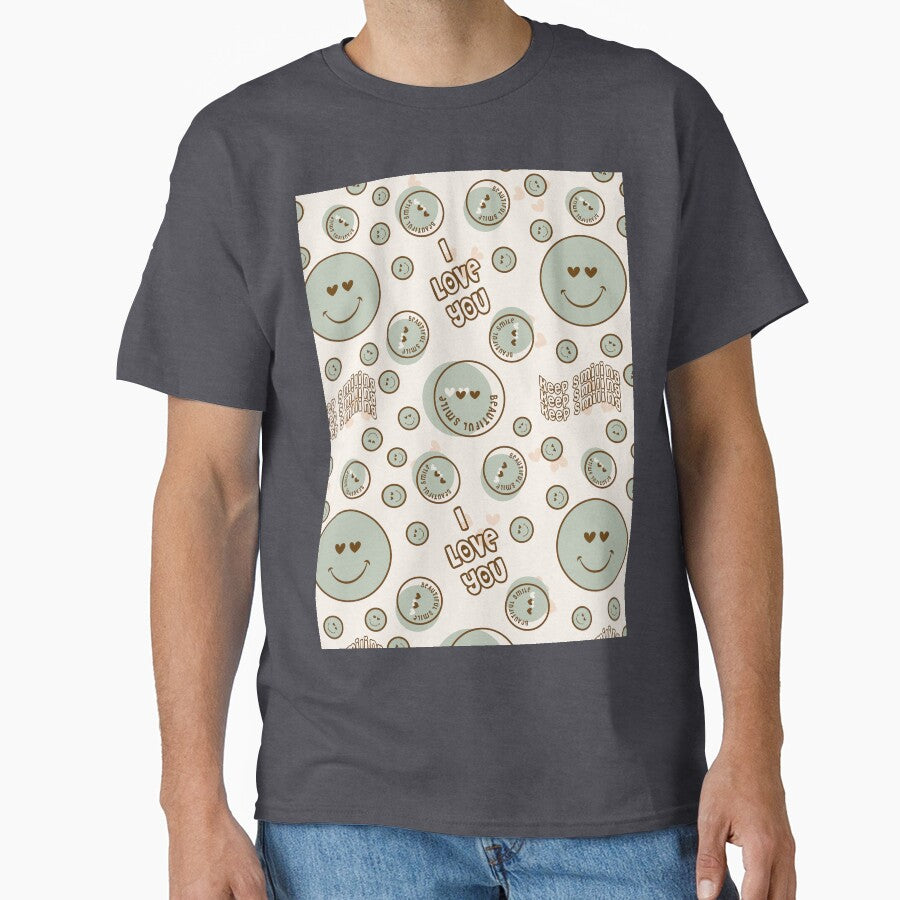 Cute smiley print - Sage Green by RSDigitalPrintDesign
