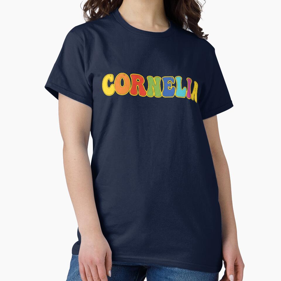 ❤️ Cornelia Personalized Name Wavy Retro Shirt, Coffee Mug, Sticker Gift by HelixPedia