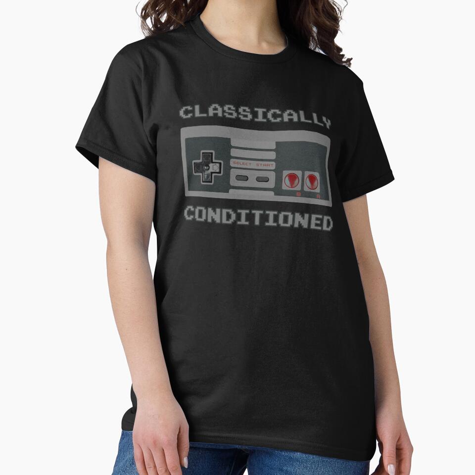 Retro Gaming "Classically Conditioned" design by JDMTees Unisex , , , Long Sleeve Tee