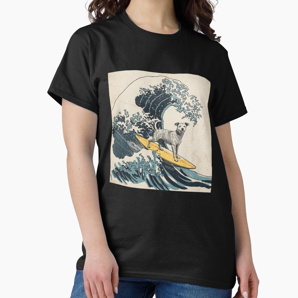 The Great Wave Dog Rider Surf by SOUFIANE1991 Unisex , , , Long Sleeve Tee