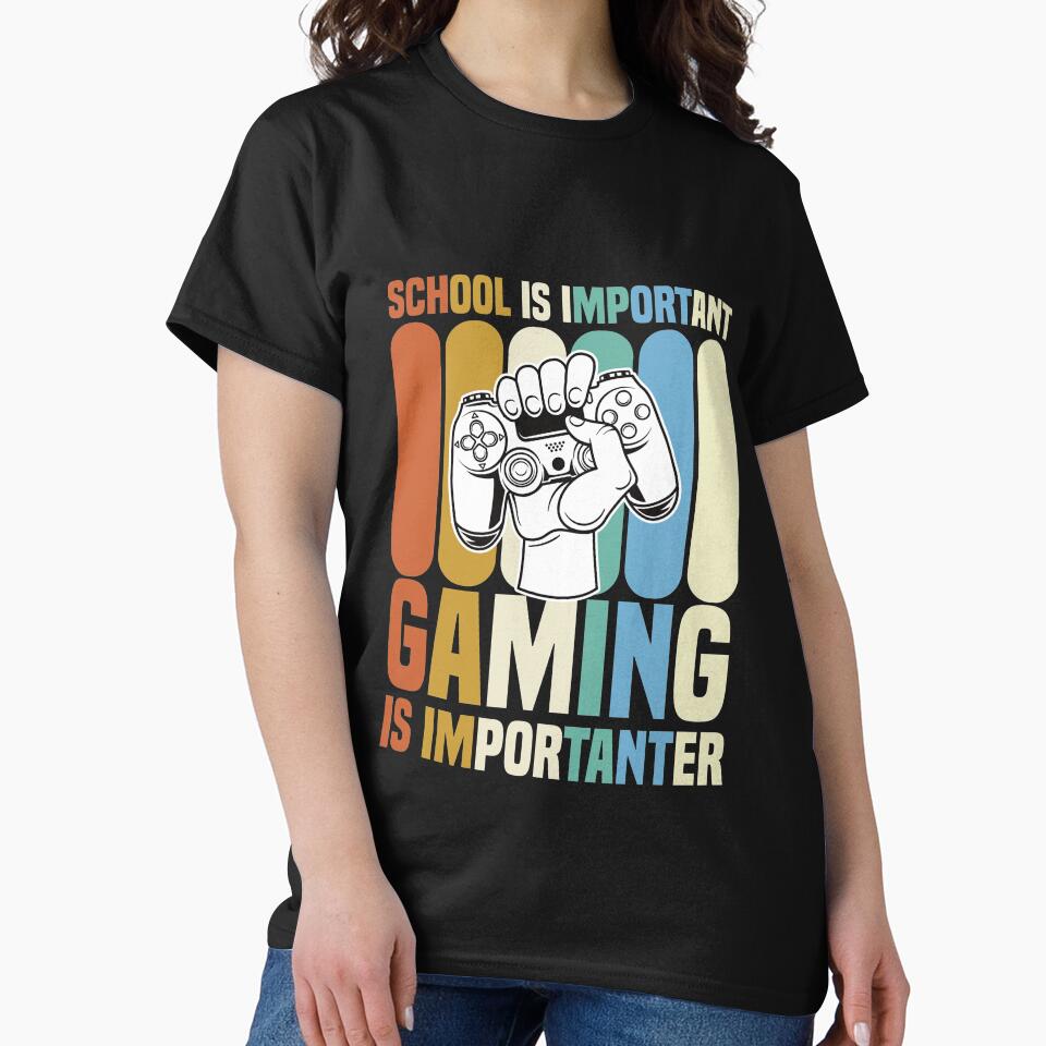 School Is Important But Gaming Is Importanter by medbdj Unisex , , , Long Sleeve Tee