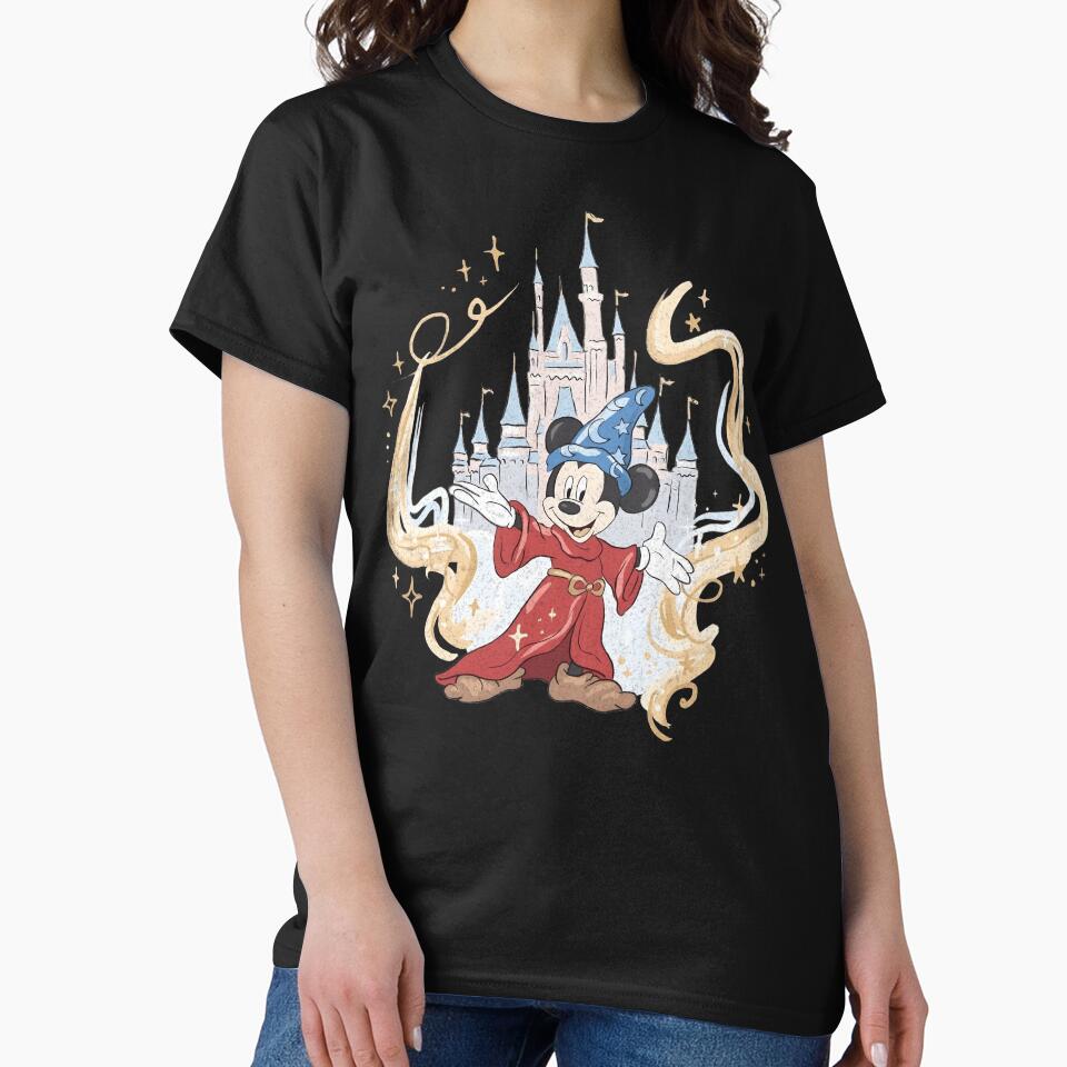 Magic Mouse Wizard Fantasy Castle Illustration Dreamy Theme Park Aesthetic Classic T-Shirt by RRMadeArt