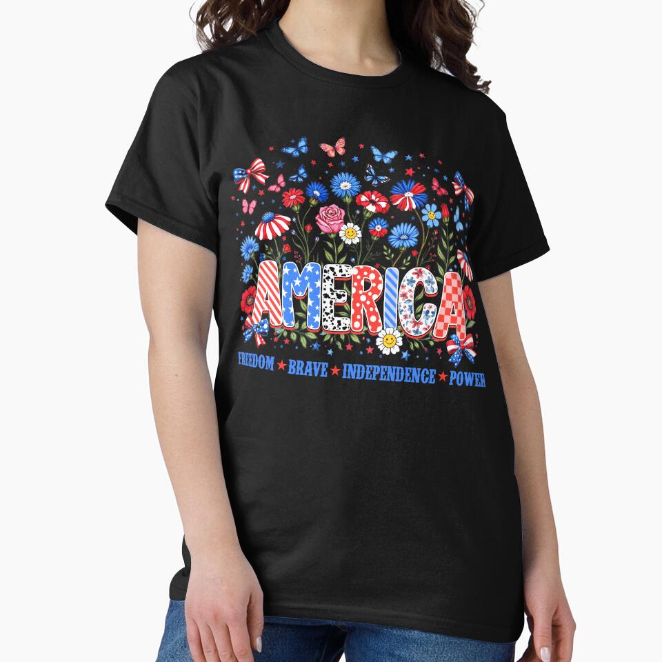 America Freedom Brave Independence Power Patriotic Floral USA by varin-studio