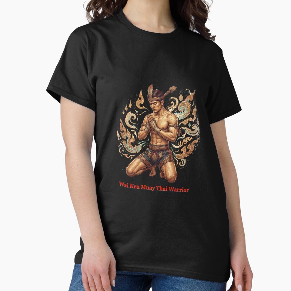 Sacred Wai Kru Muay Thai Warrior Vintage Illustration by Ponsak