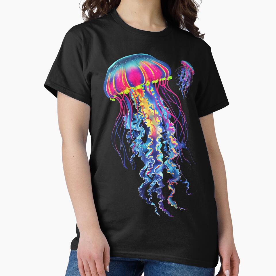 Colorful Psychedelic Neon Jellyfish by Topmaxdesign