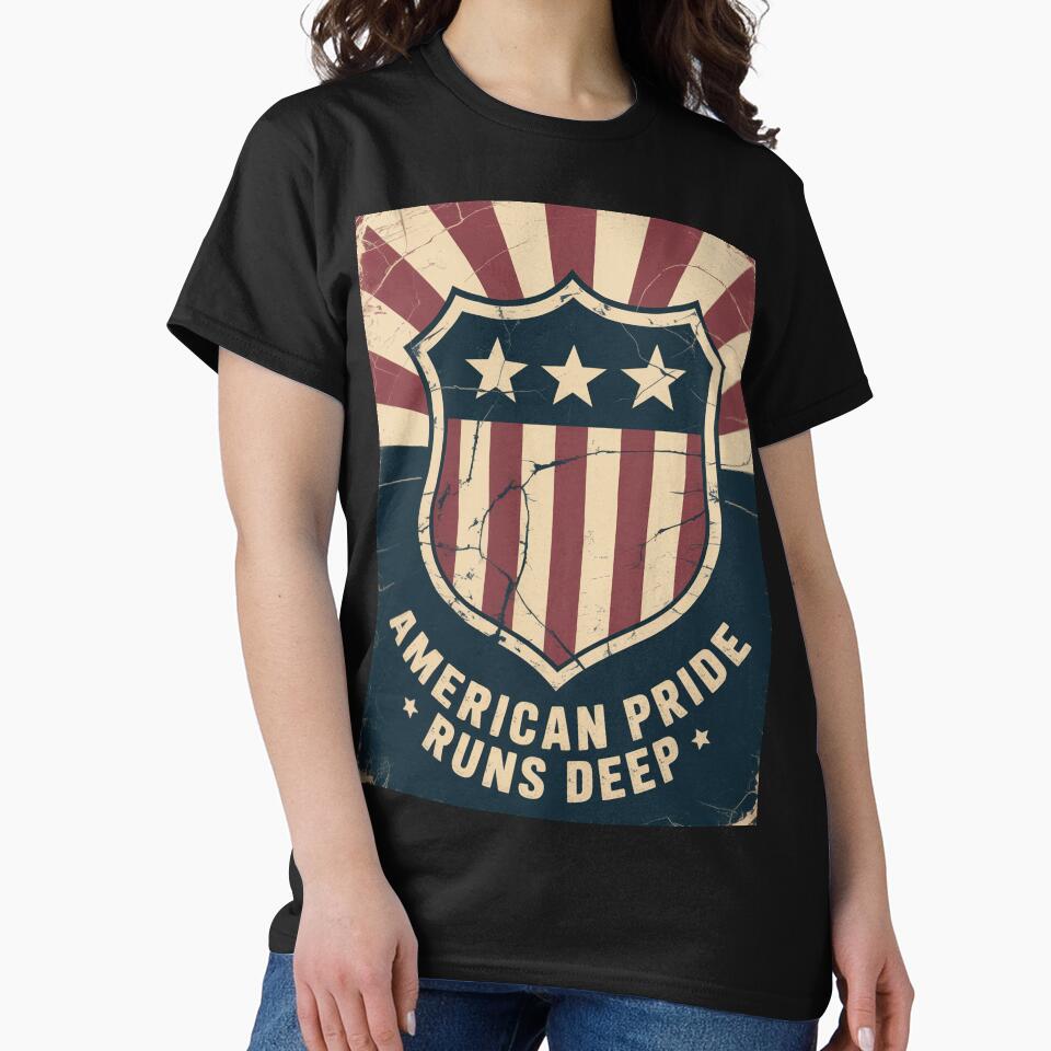 American Pride Runs Deep Vintage Distressed Shield Sunburst by OldGloryForge