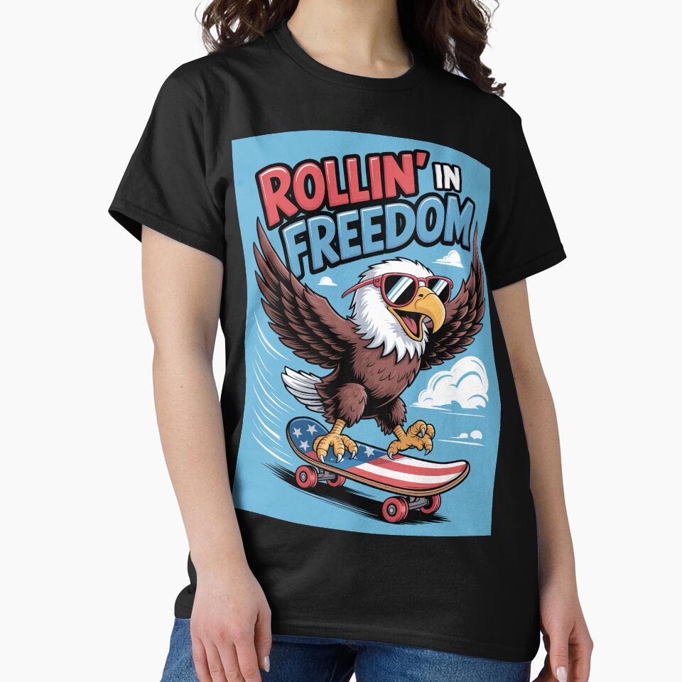 Rollin’ in Freedom – Patriotic Skateboard Eagle by OldGloryForge
