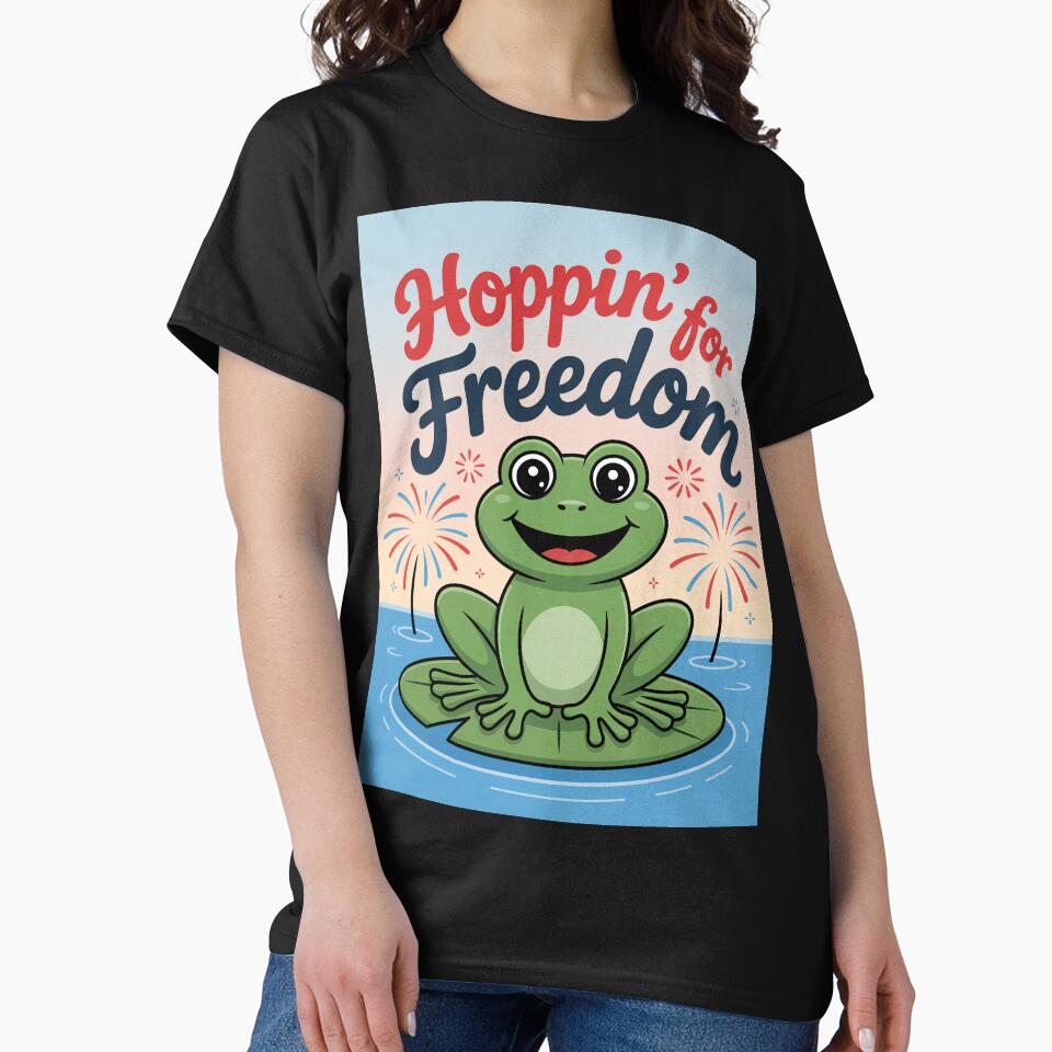 Hoppin’ for Freedom – Patriotic Frog Cartoon by OldGloryForge