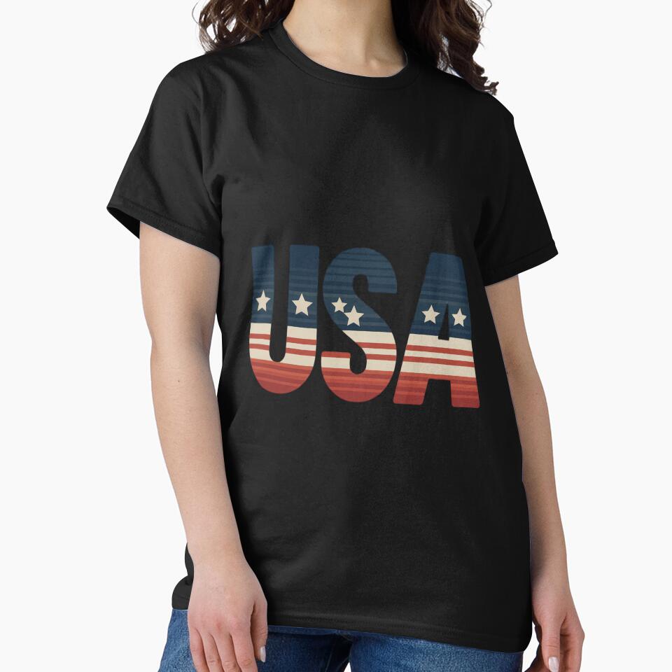 Retro USA Typography Stars and Stripes by OldGloryForge