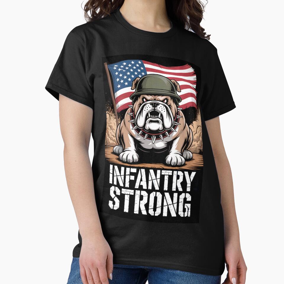 Military Bulldog USA Infantry Strong by OldGloryForge