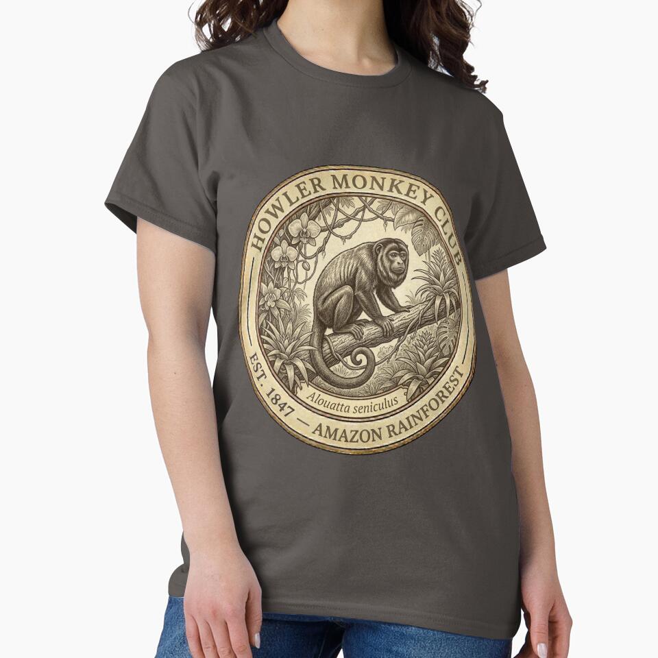 Howler Monkey Club Amazon Rainforest Vintage Badge by CalmCapy Co