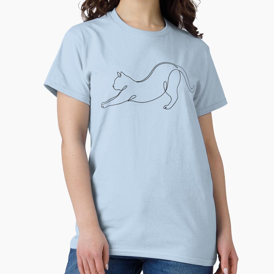Minimalist Continuous Line Art Stretching Cat by TeNovaStudio