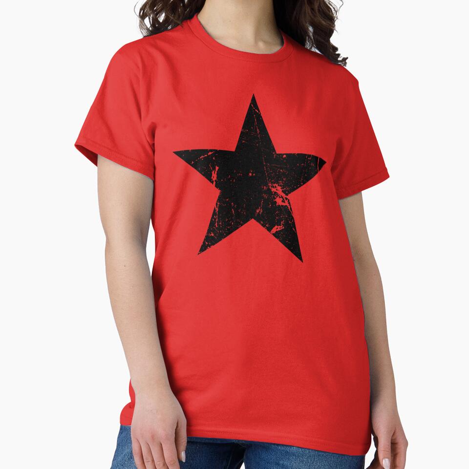 Black Star Distressed Red Background by EddieBalevo
