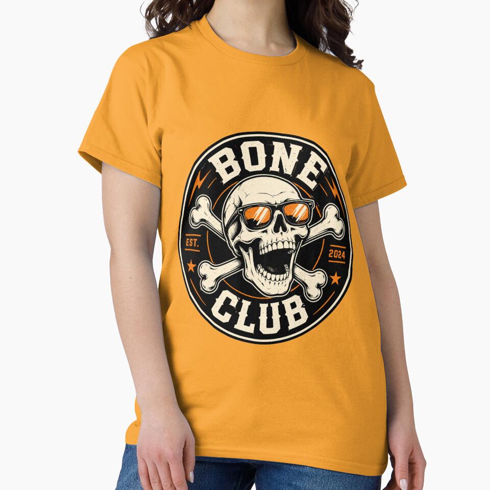 Bone Club Funny Skeleton Halloween Badge Vector by wizooo411