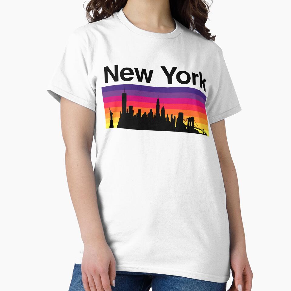 New York Skyline, Sunset Gradient - White 2 by DionBlaster