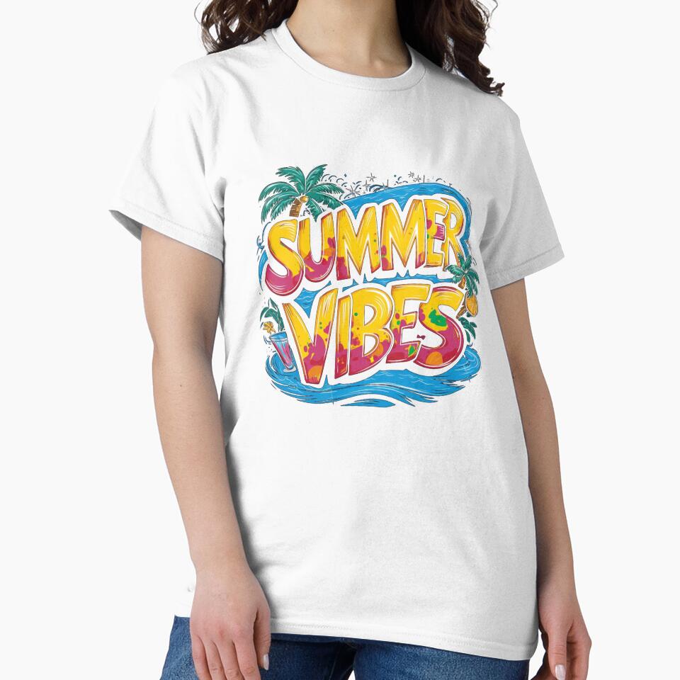 Summer vibes. Beachwear, Casual Outfit, Gift for Vacation, Unisex Summer Apparel, Fun Graphic Tee by Peycer